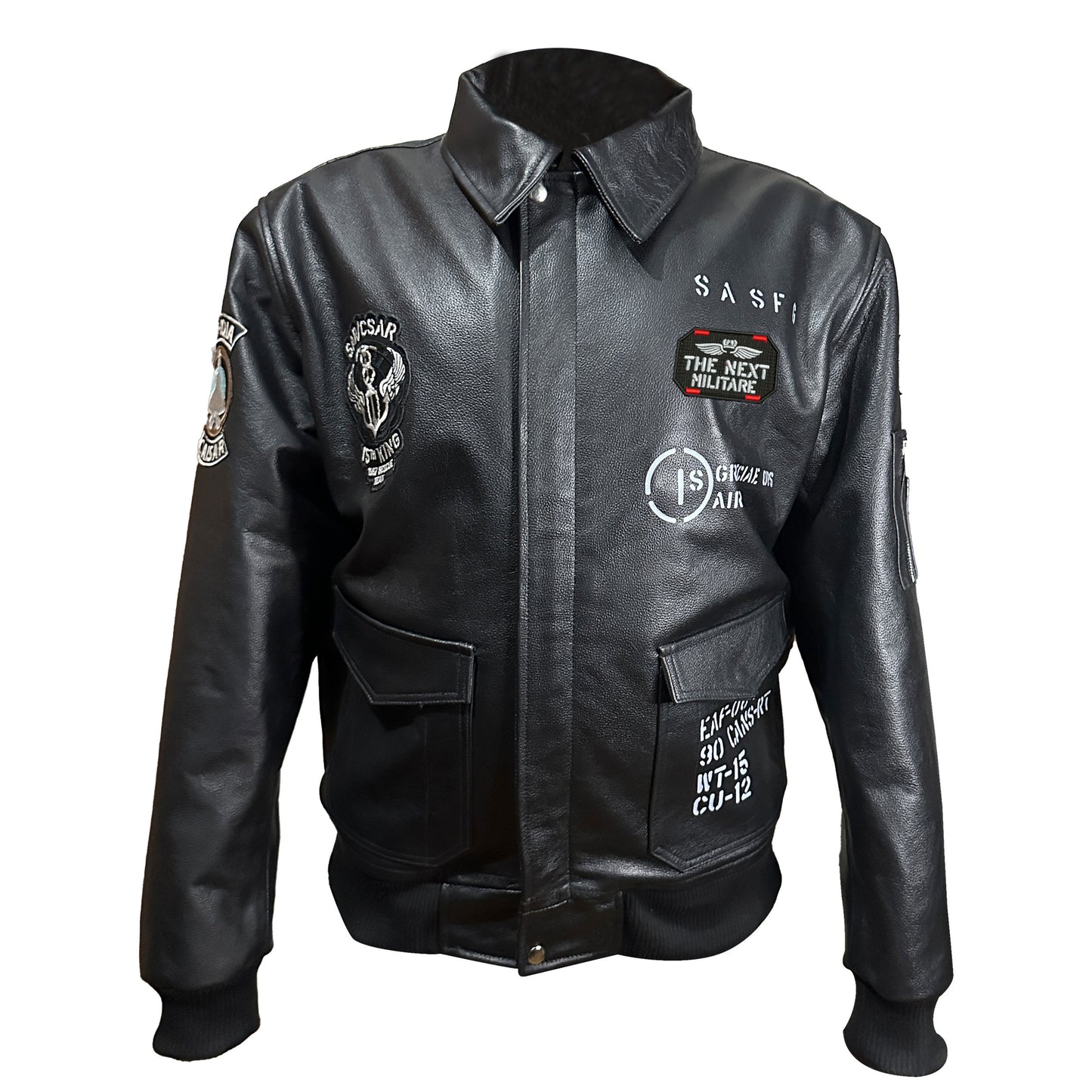 Men’s Flying Suit Genuine Leather Coat Cowhide Leather Indian Embroidery Motorcycle Jackets