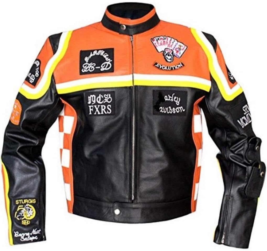 Rourke Don Biker Cowhide Genuine Leather Jacket For Men