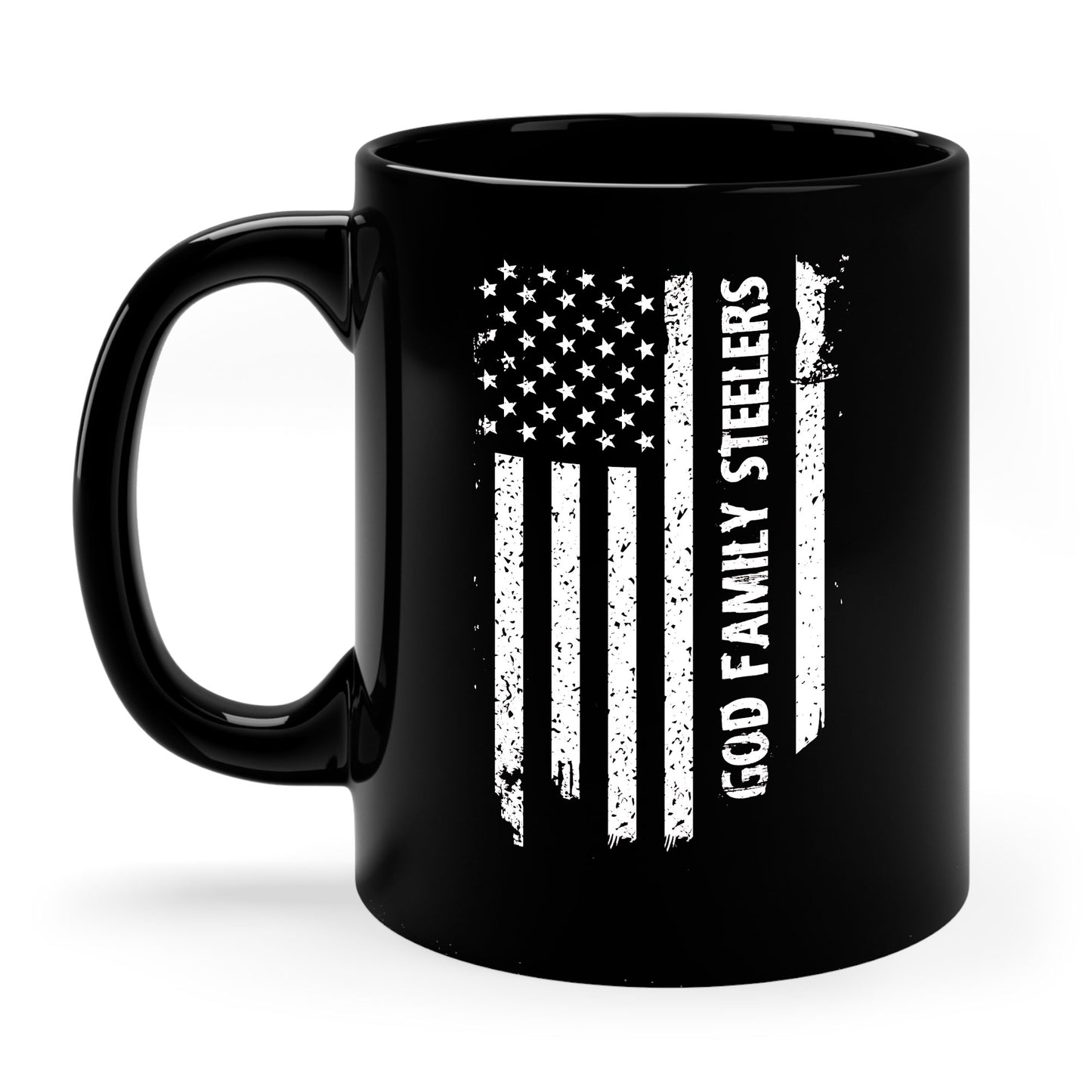 God Family Steelers Pro US American Flag Vintage Fathers Day Coffee Mug