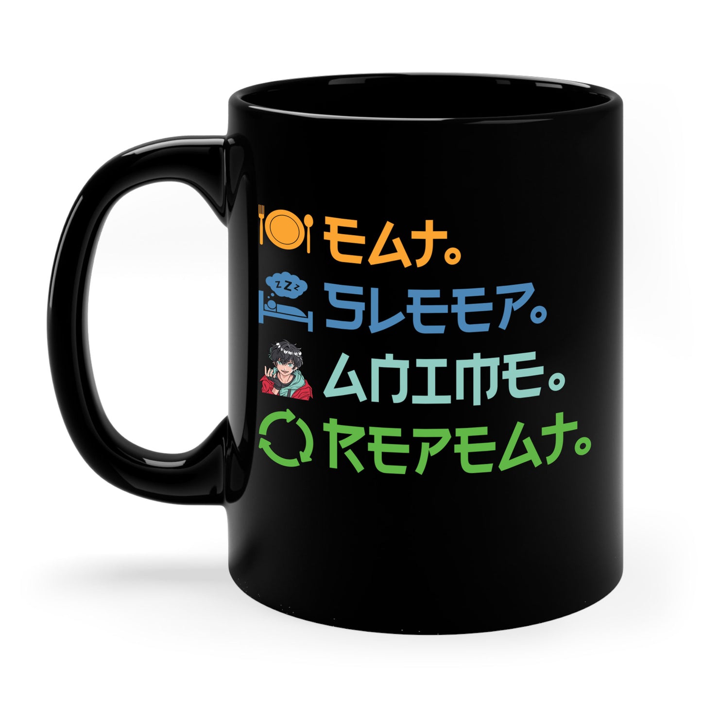 Eat Sleep Anime Repeat Funny Anime Lovers Coffee Mug For Men Women