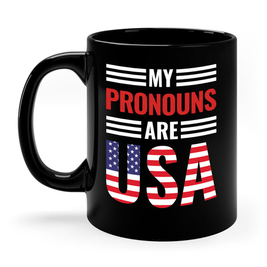 My Pronouns Are USA Patriotic American Coffee Mug For Men Women