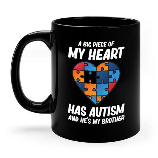 Big Peice Of My Heart Autism Awareness Sister Brother Autistic Kids Awareness Coffee Mug