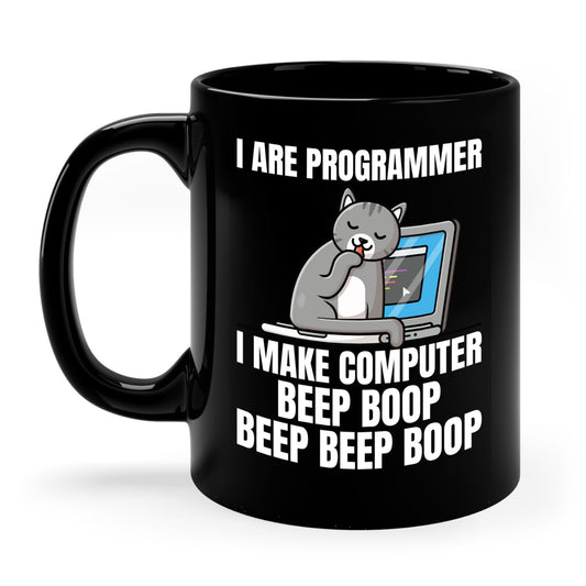 Funny I Are Programmer I Make Computer Beep Boop Cute Cat Coffee Mug For Men Women