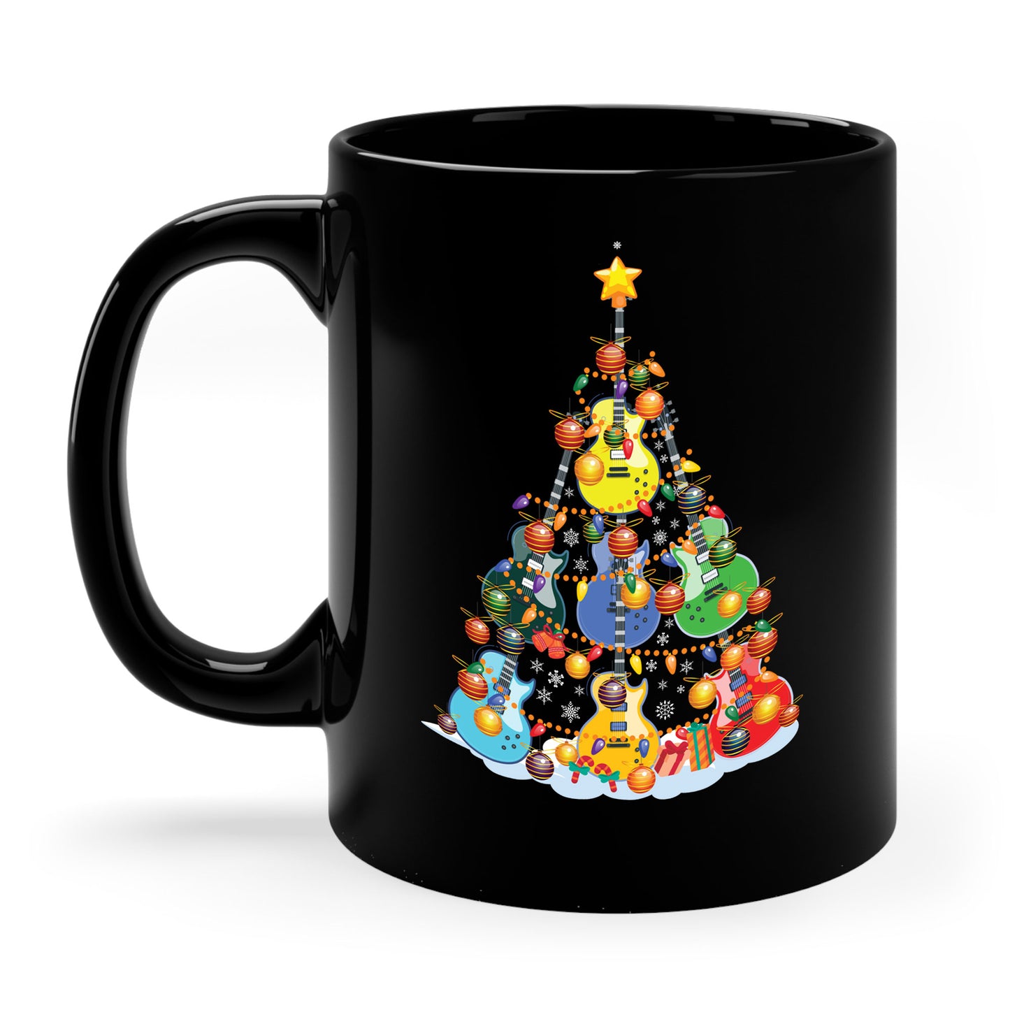 Cute Guitar Christmas Tree Music Stocking Stuffer Snow Coffee Mug For Men Women Kids