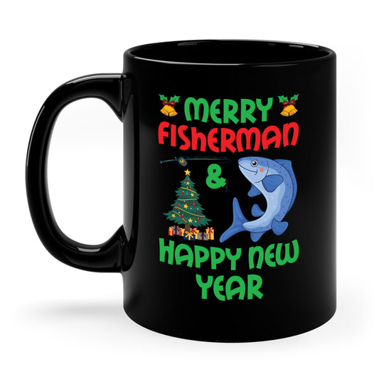 Funny Bass Fishing Merry Fishmas And Happy New Year Christmas Xmas Coffee Mug