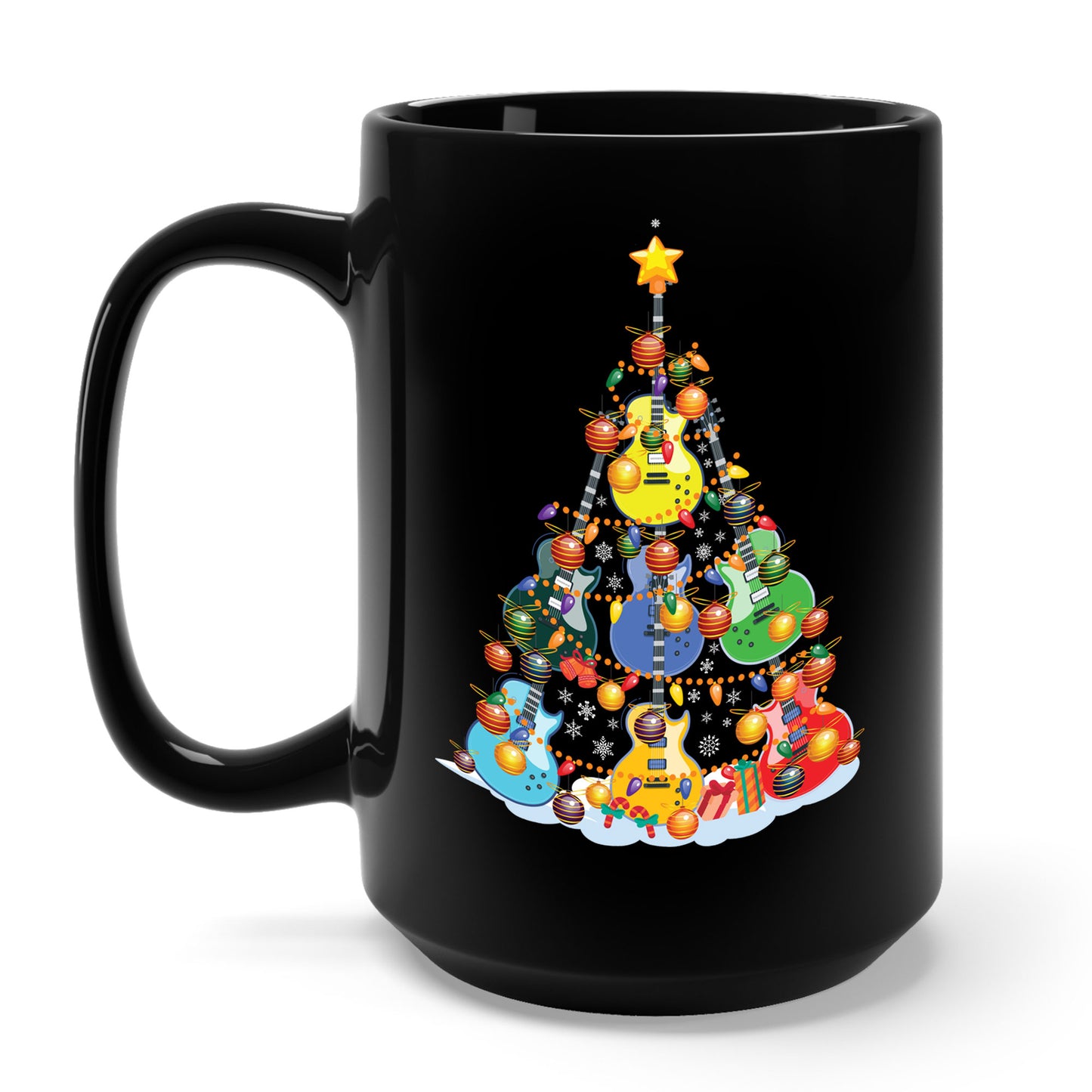 Cute Guitar Christmas Tree Music Stocking Stuffer Snow Coffee Mug For Men Women Kids