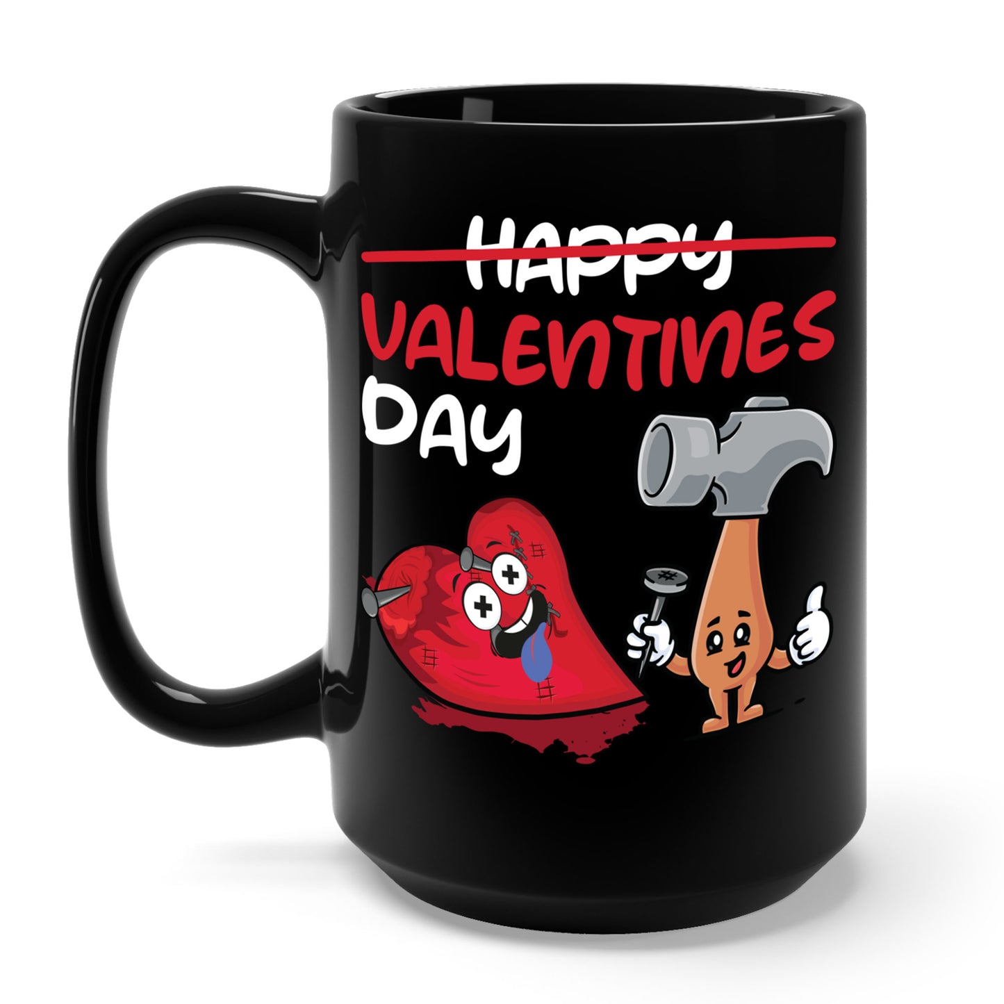 Funny Anti Valentines Day Gift Carpentor Cupid Heart Hammer Nails Coffee Mug For Men Women