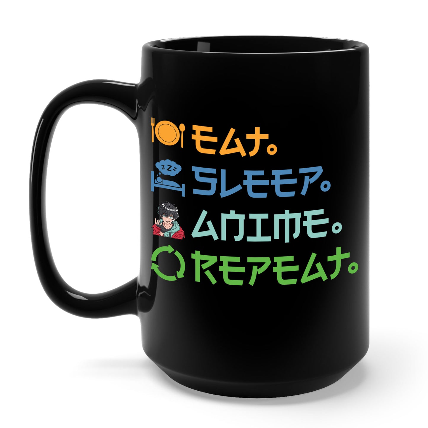 Eat Sleep Anime Repeat Funny Anime Lovers Coffee Mug For Men Women