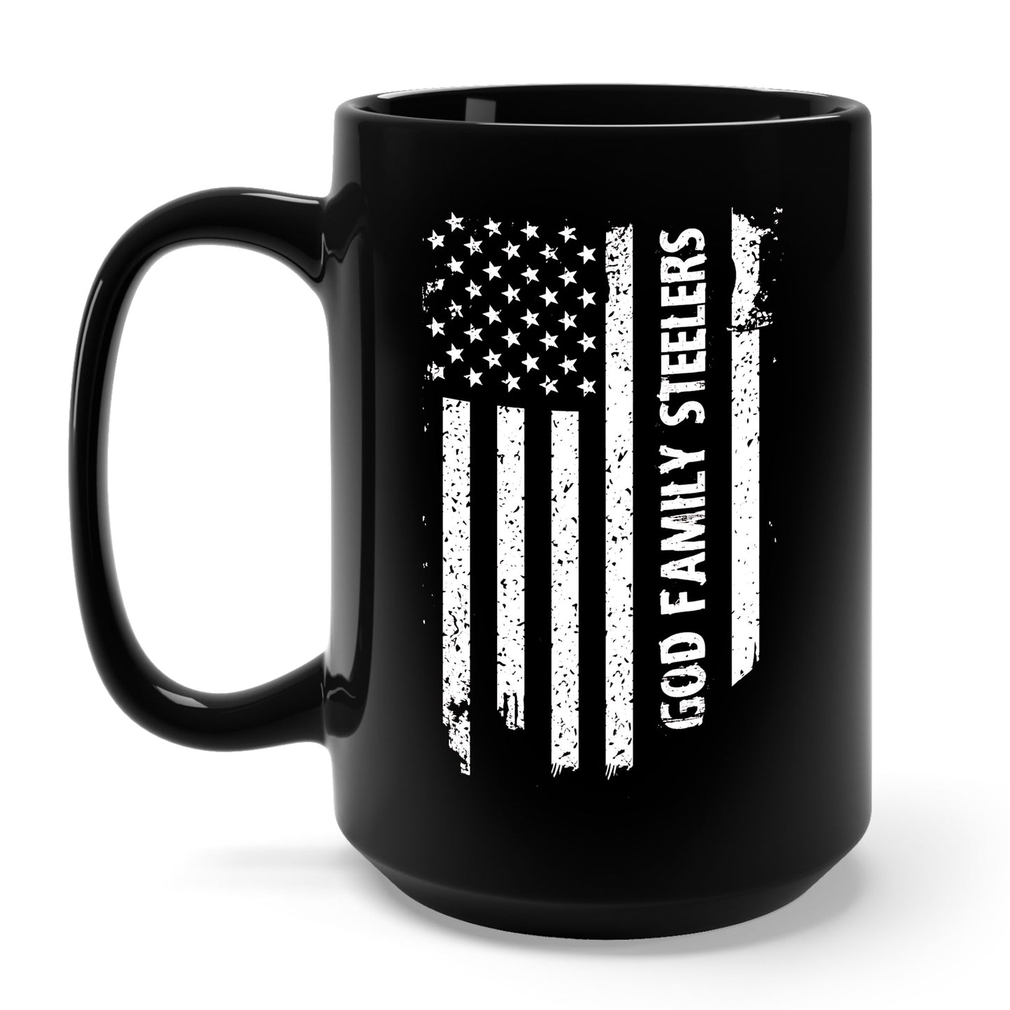 God Family Steelers Pro US American Flag Vintage Fathers Day Coffee Mug