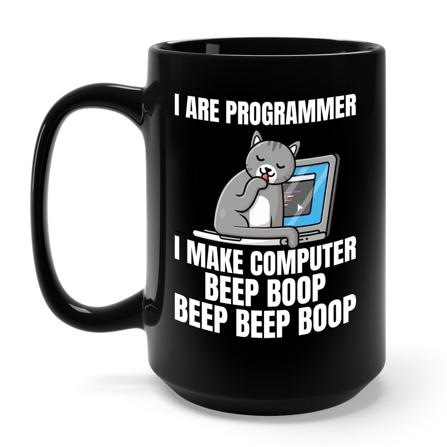 Funny I Are Programmer I Make Computer Beep Boop Cute Cat Coffee Mug For Men Women