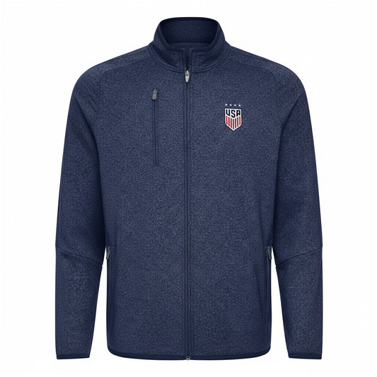 Men's Heather Navy USWNT Tri-Blend Full-Zip Jacket
