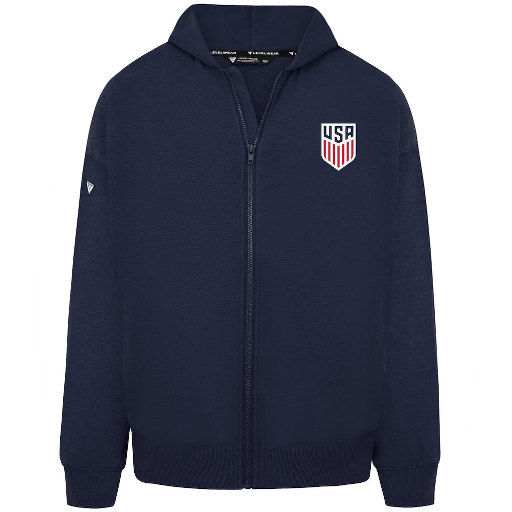 Men's Navy USMNT Oversized Uphill Full-Zip Hoodie