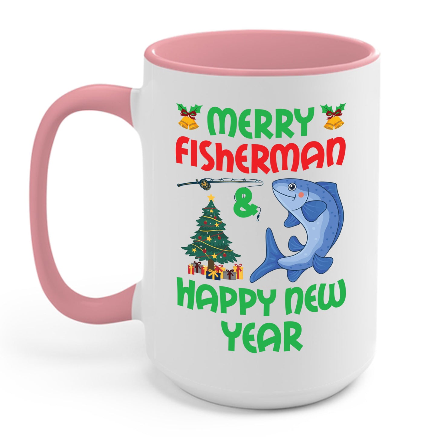 Funny Bass Fishing Merry Fishmas And Happy New Year Christmas Xmas Coffee Mug