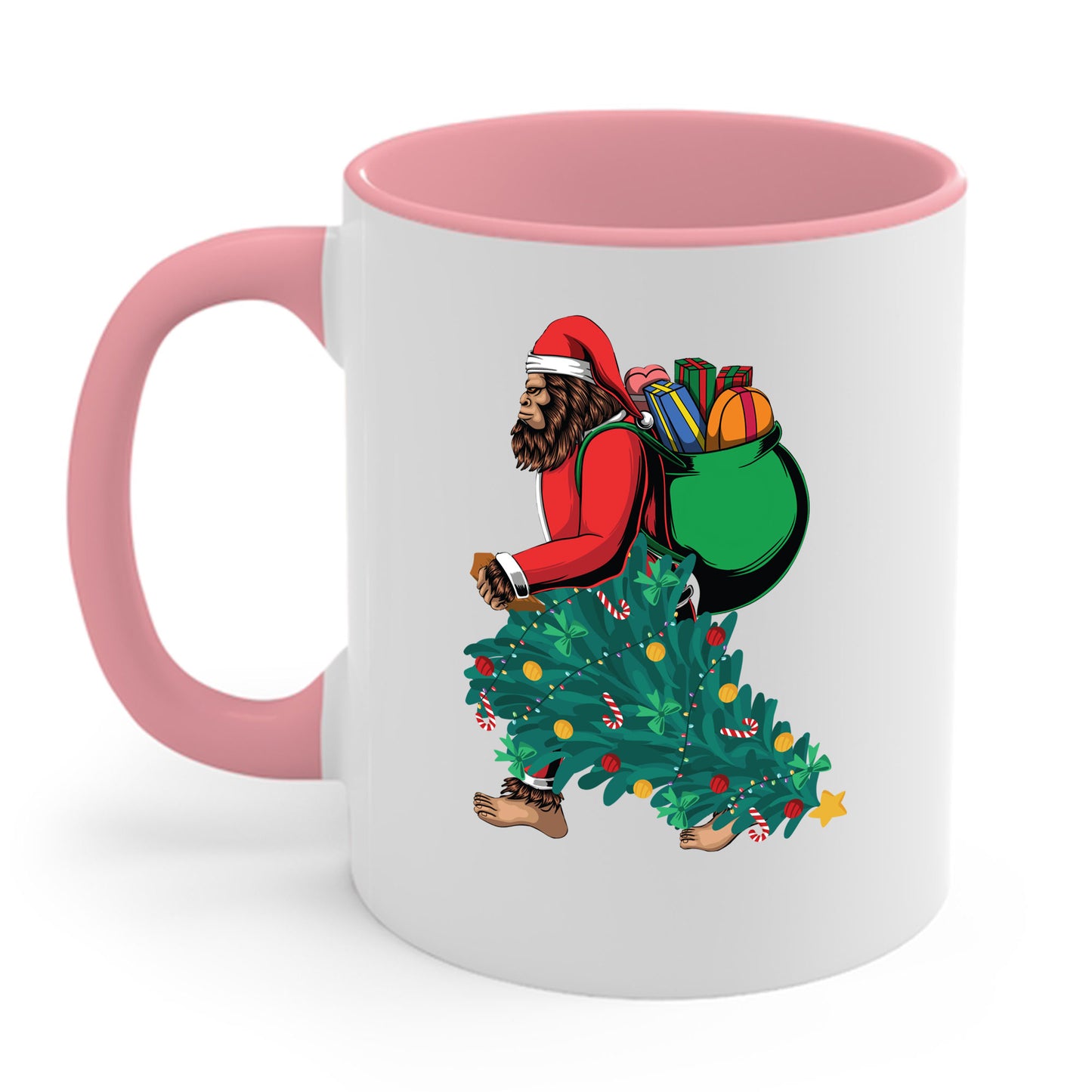 Bigfoot Santa Christmas Tree Lights Gifts Funny Xmas Sasquatch Coffee Mug For Men Women