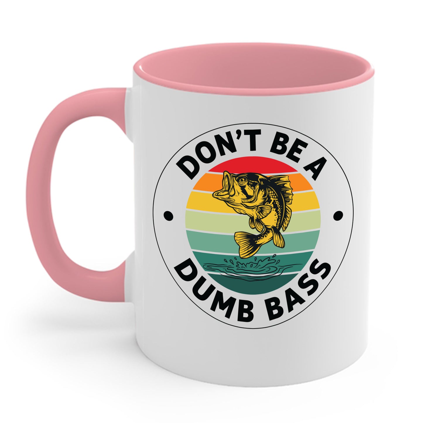 Funny Bass Fishing Don't Be A Dumb Bass Retro Mens Fishing Coffee Mug