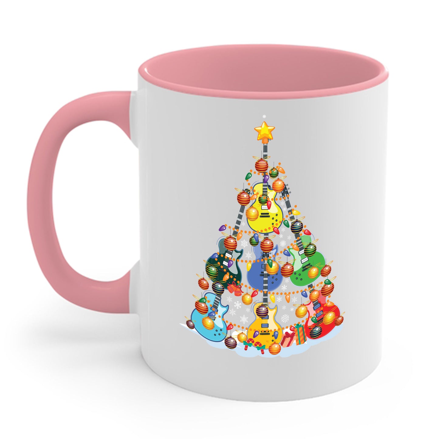 Cute Guitar Christmas Tree Music Stocking Stuffer Snow Coffee Mug For Men Women Kids