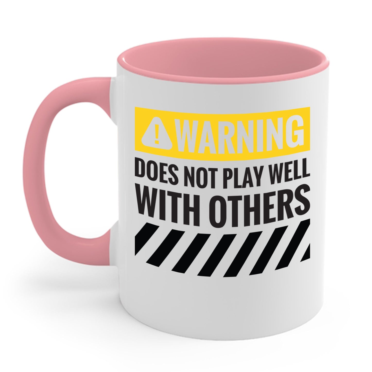 Funny Warning Does Not Play Well With Others Caution Sign Coffee Mug For Men Women