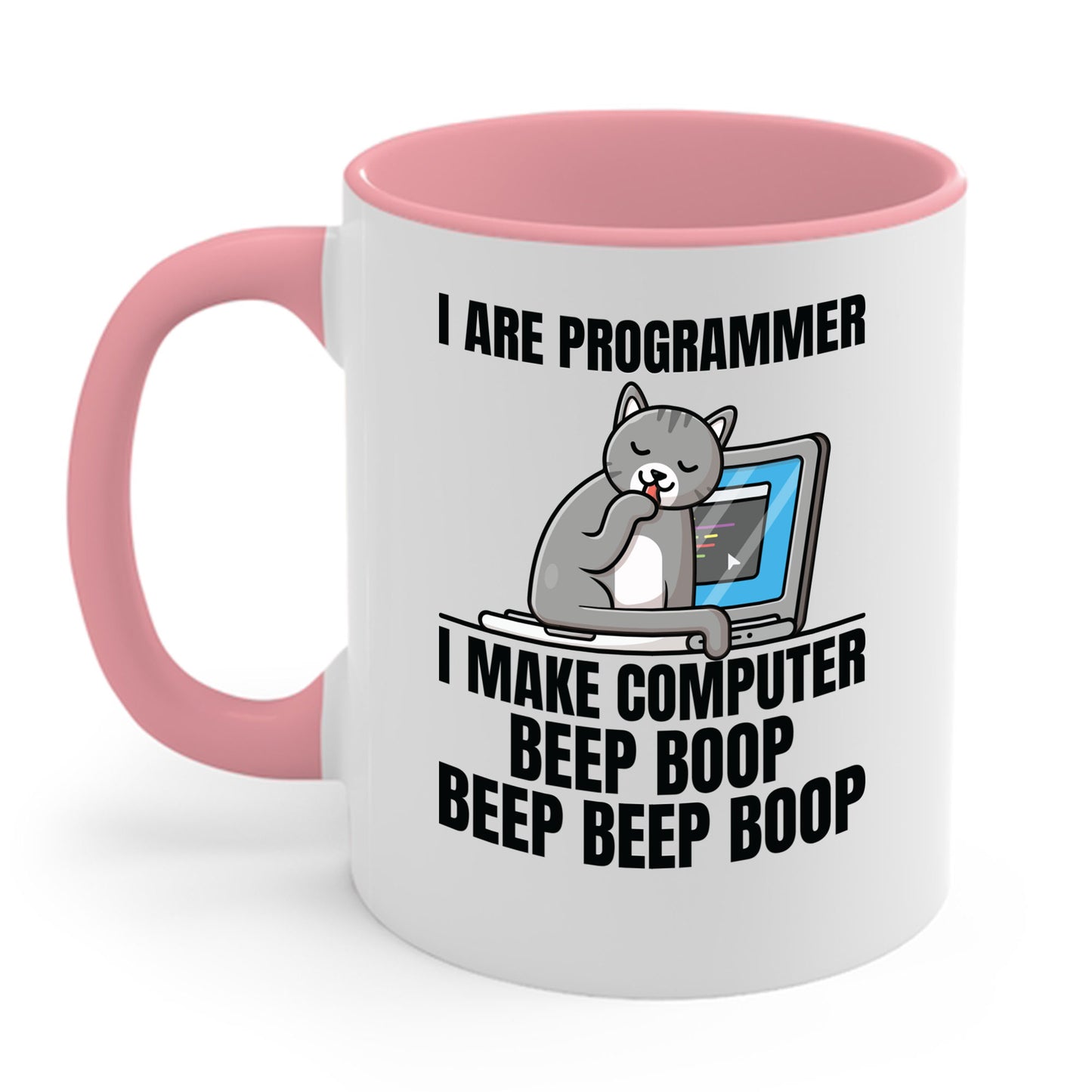 Funny I Are Programmer I Make Computer Beep Boop Cute Cat Coffee Mug For Men Women