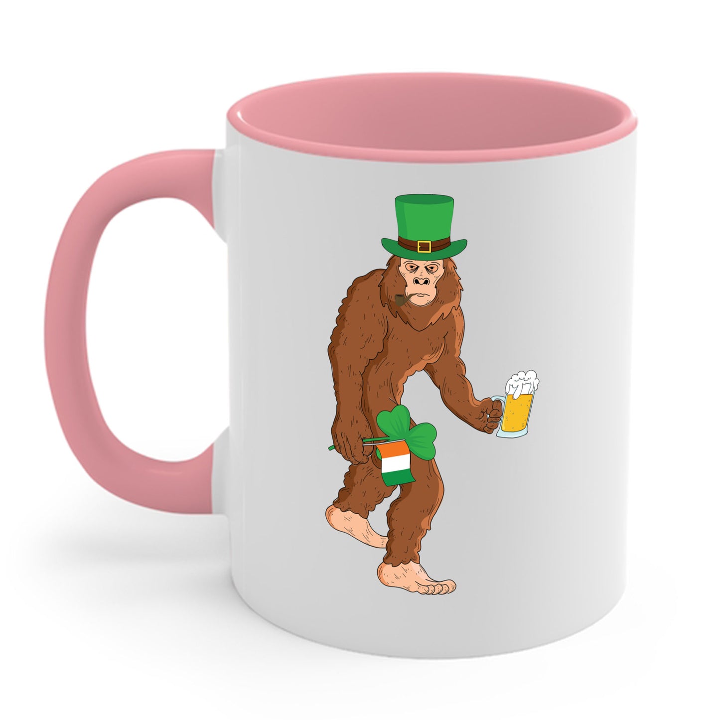 Funny Leprechaun Bigfoot St Patricks Day Sasquatch Irish Flag Coffee Mug For Men Women