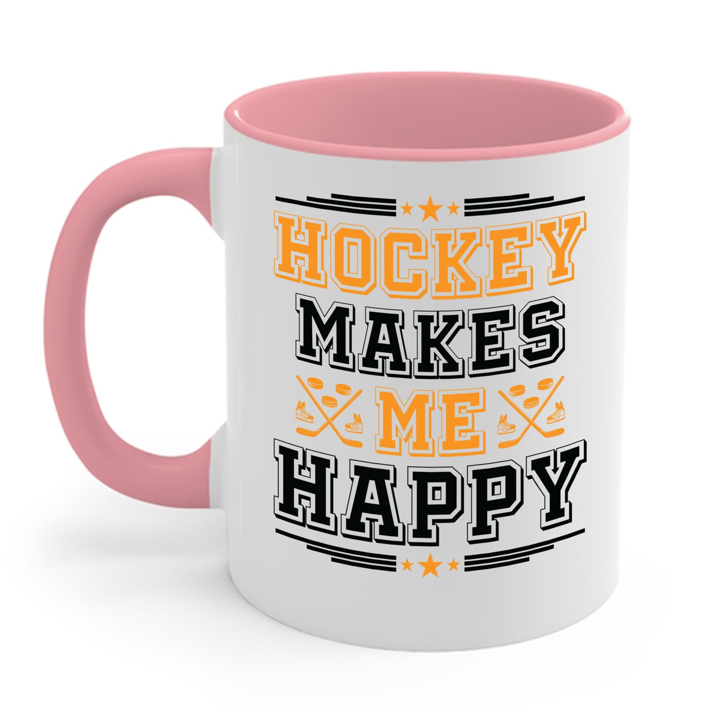 Hockey Makes Me Happy Funny Ice Hockey Fan Coffee Mug For Men Women