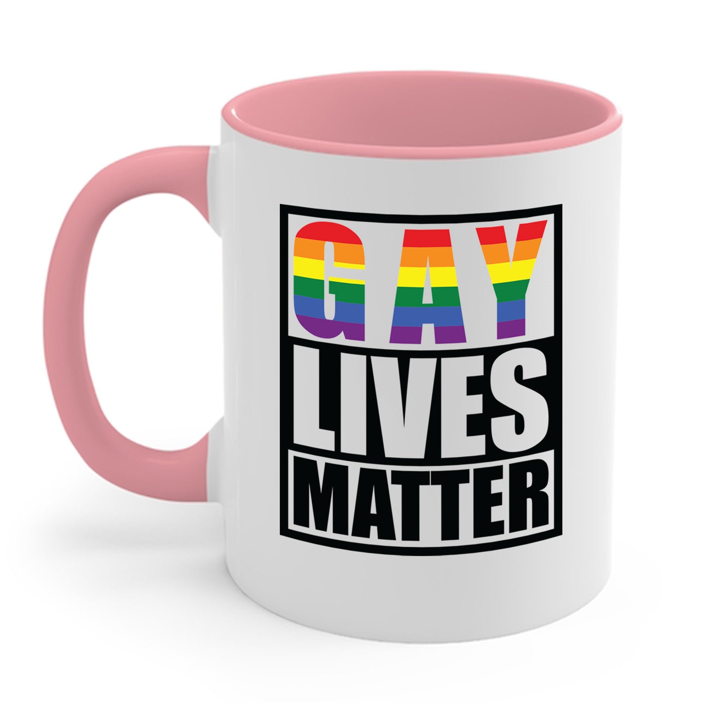 Gay Lives Matter LGBT-Q Rainbow Pride Flag Proud Ally Coffee Mug For Men Women