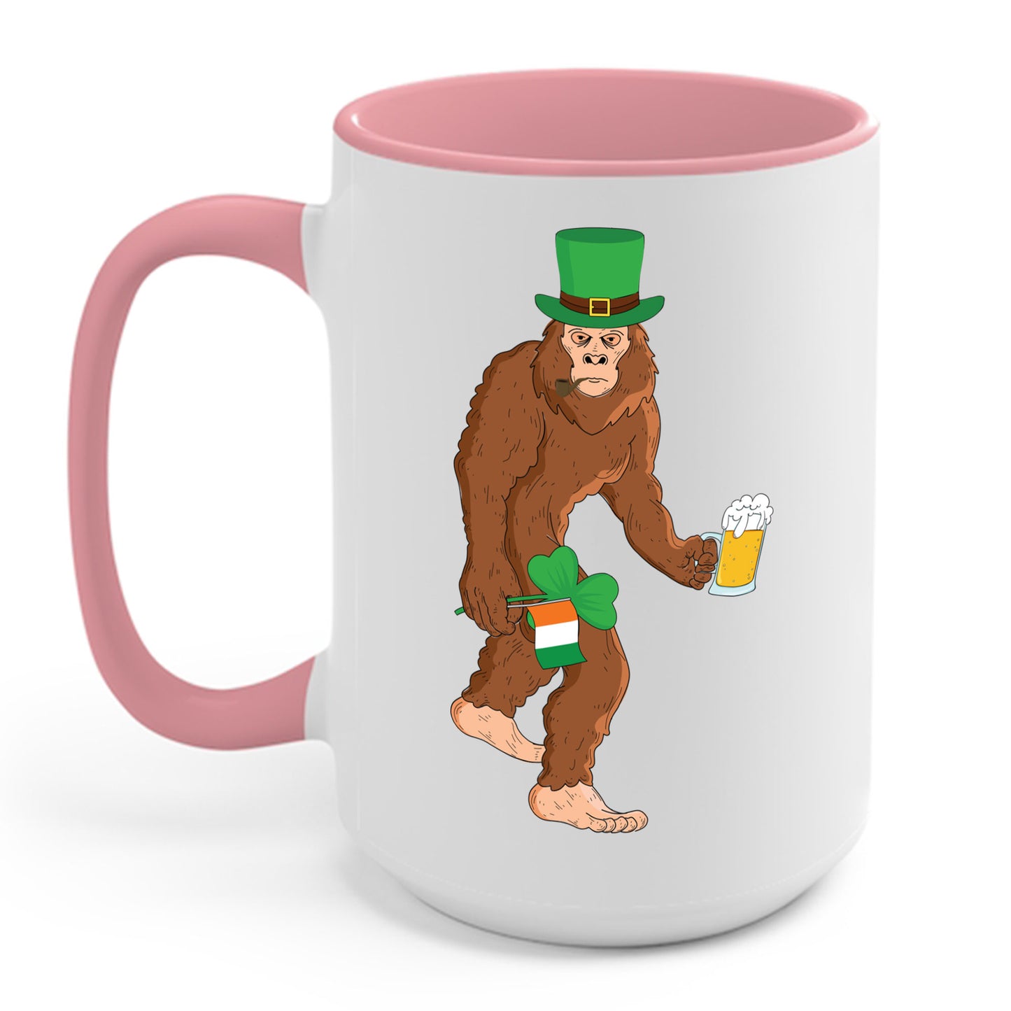 Funny Leprechaun Bigfoot St Patricks Day Sasquatch Irish Flag Coffee Mug For Men Women