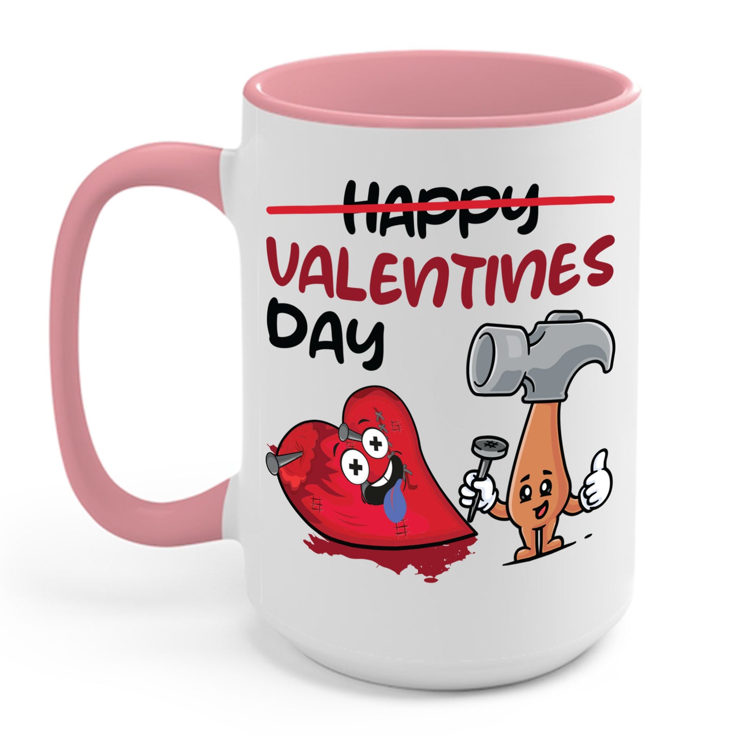 Funny Anti Valentines Day Gift Carpentor Cupid Heart Hammer Nails Coffee Mug For Men Women