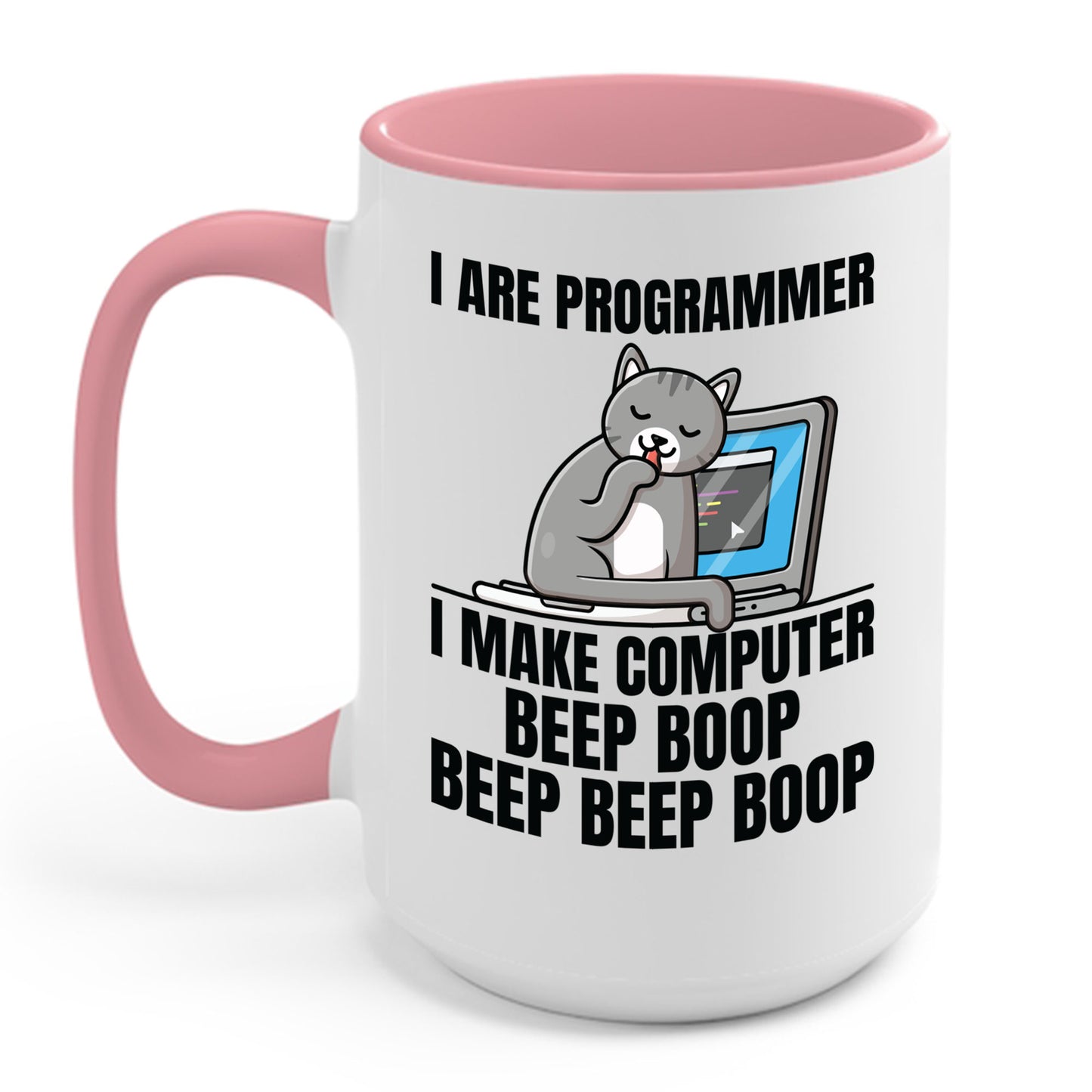 Funny I Are Programmer I Make Computer Beep Boop Cute Cat Coffee Mug For Men Women