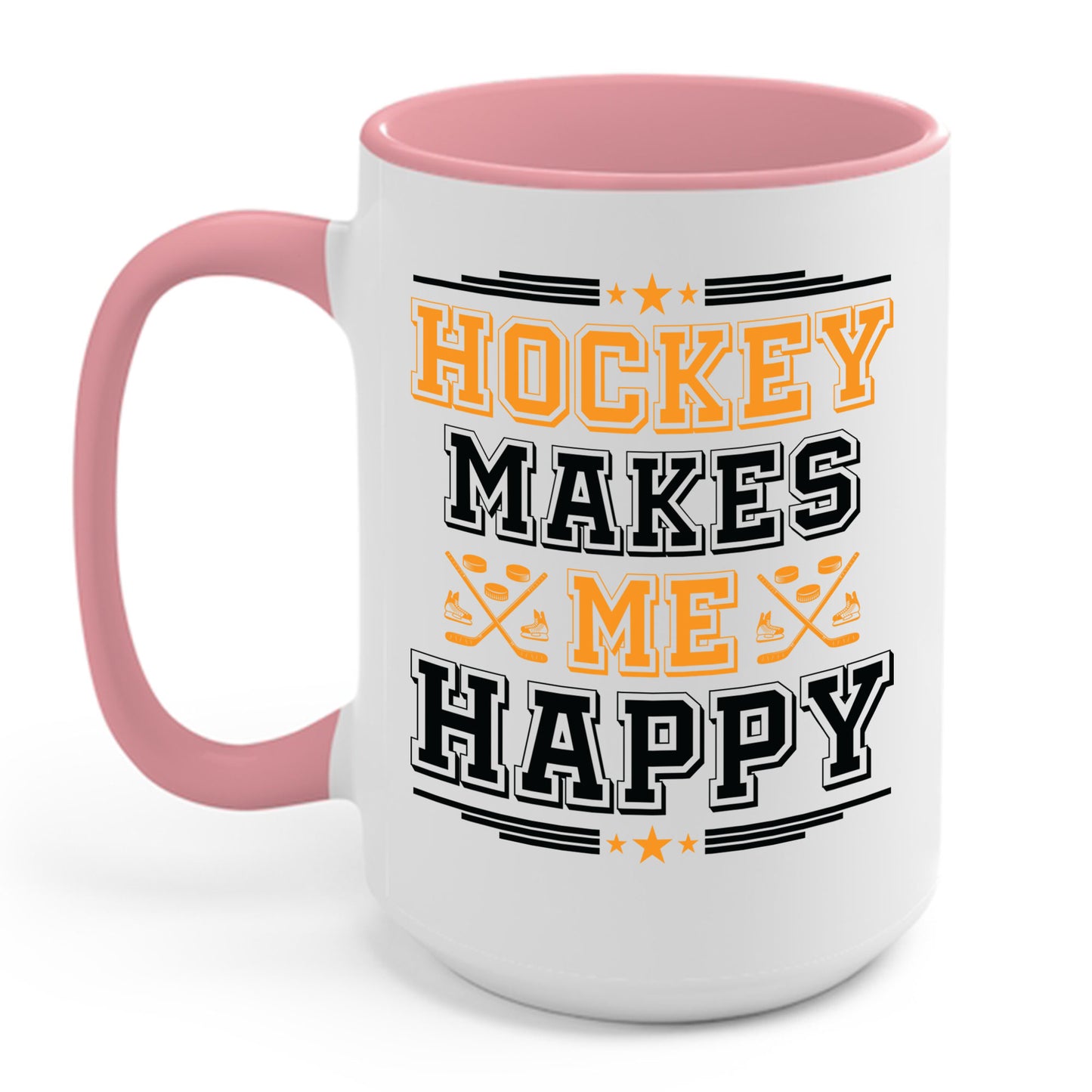 Hockey Makes Me Happy Funny Ice Hockey Fan Coffee Mug For Men Women