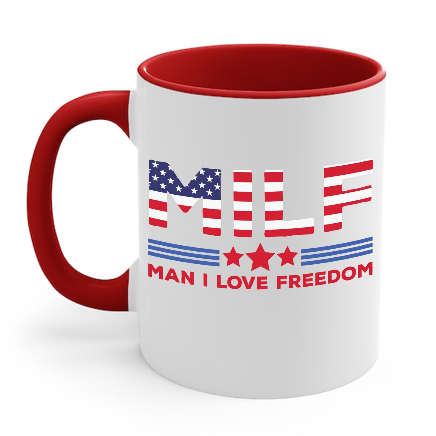 Funny MILF Man I Love Freedom Patriotic 4th Of July Funny Coffee Mug