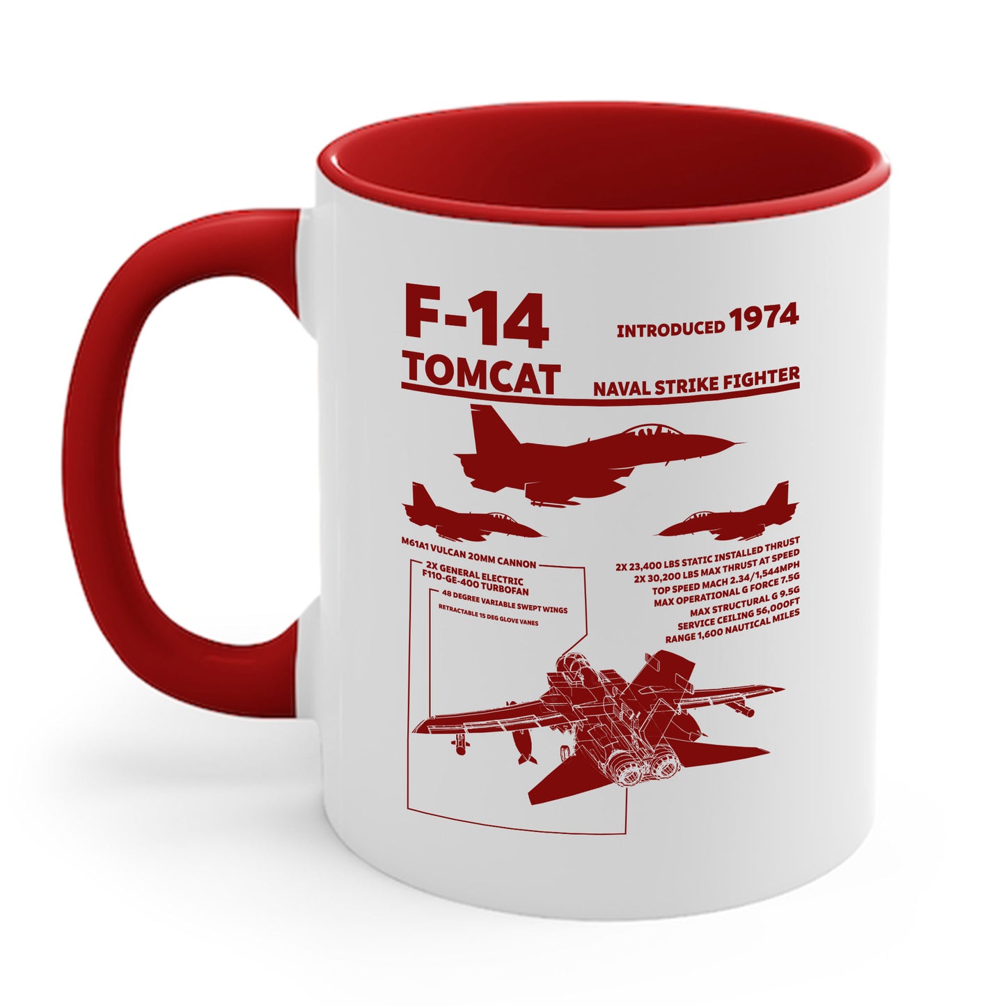 F-14 Tomcat Navy Fighter Jet Diagram Enthusiast Coffee Mug For Men Women