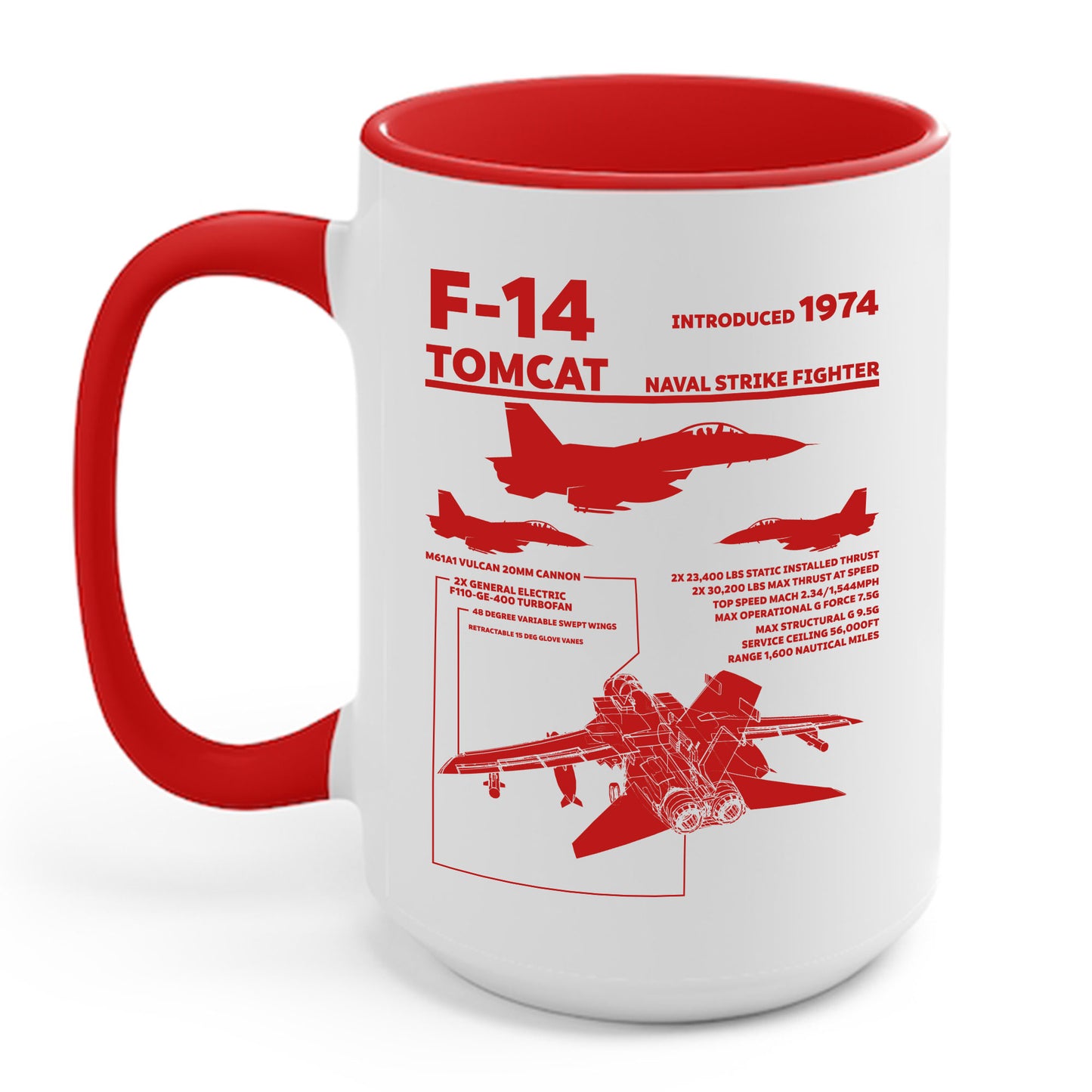 F-14 Tomcat Navy Fighter Jet Diagram Enthusiast Coffee Mug For Men Women