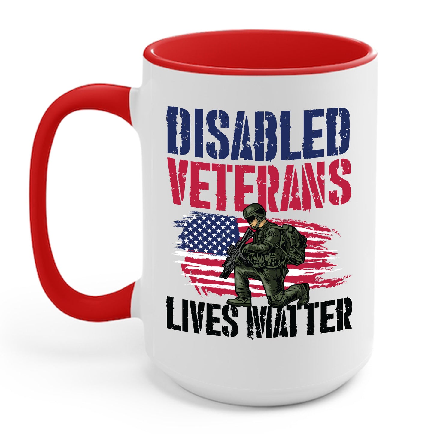 Disabled Veteran Lives Matter American US Flag Military Coffee Mug For Men Women