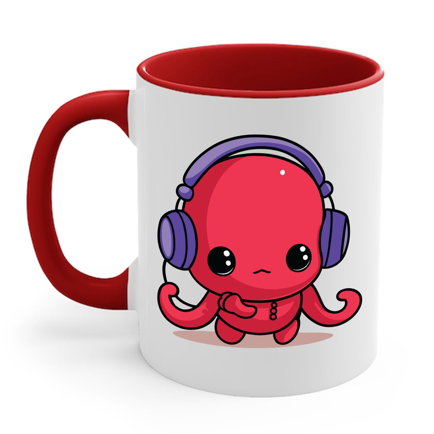 Cute Kawaii Octopus Cartoon Wearing Headphones Music Pop Coffee Mug For Men Women