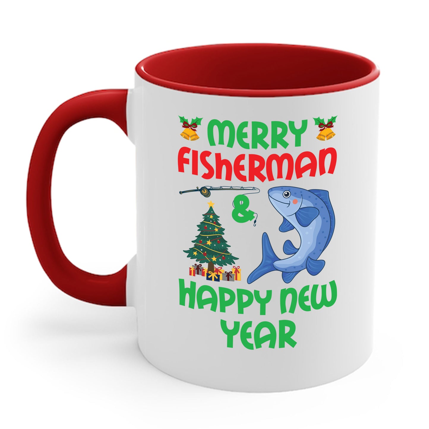 Funny Bass Fishing Merry Fishmas And Happy New Year Christmas Xmas Coffee Mug