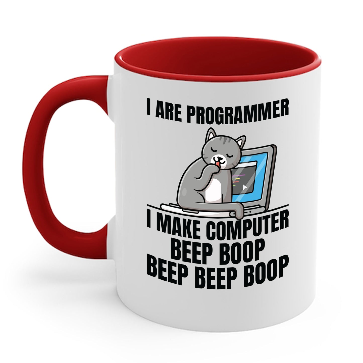 Funny I Are Programmer I Make Computer Beep Boop Cute Cat Coffee Mug For Men Women