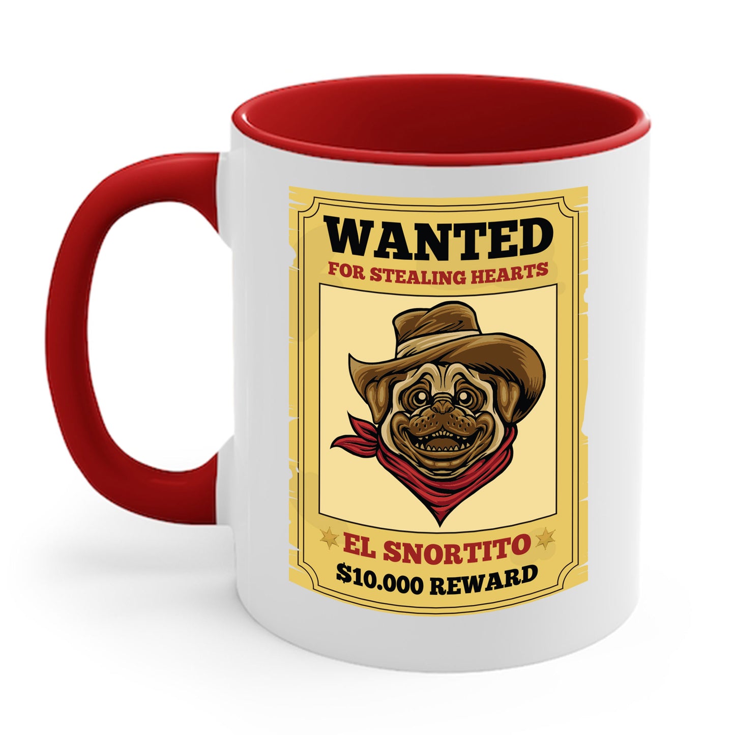 Vintage Pug Wanted Poster Cute Western Cowboy Funny Pug Dog Coffee Mug For Men Women