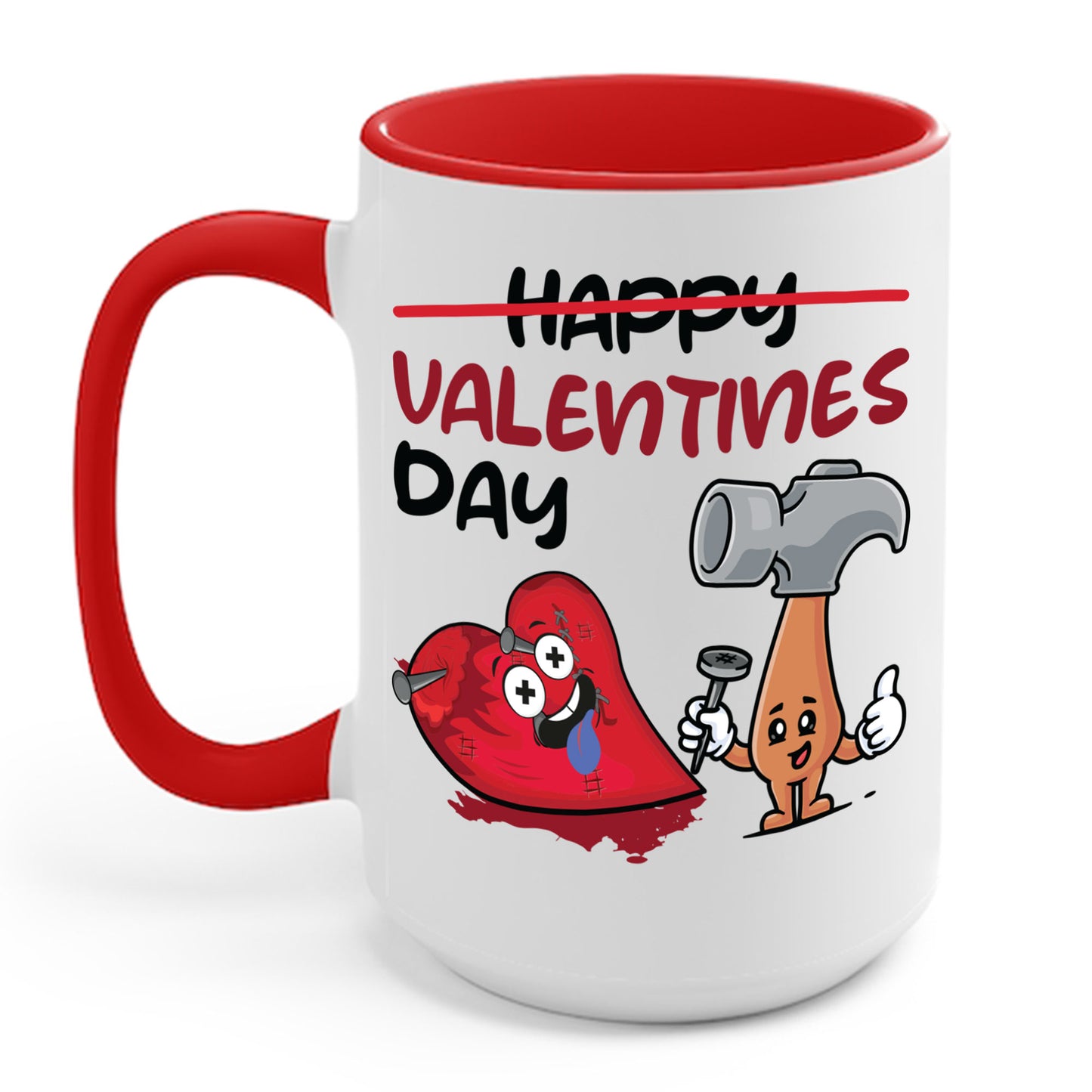 Funny Anti Valentines Day Gift Carpentor Cupid Heart Hammer Nails Coffee Mug For Men Women