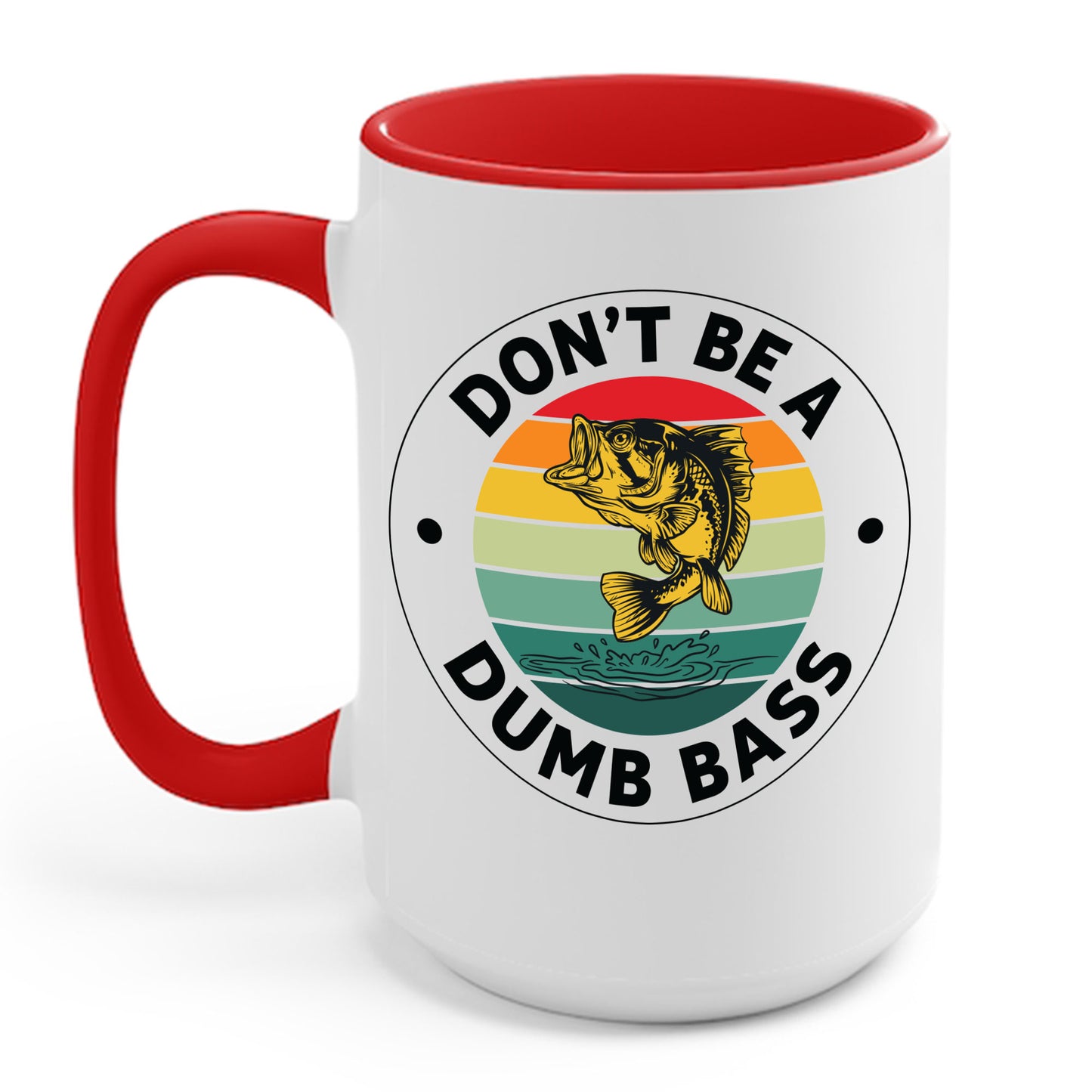 Funny Bass Fishing Don't Be A Dumb Bass Retro Mens Fishing Coffee Mug