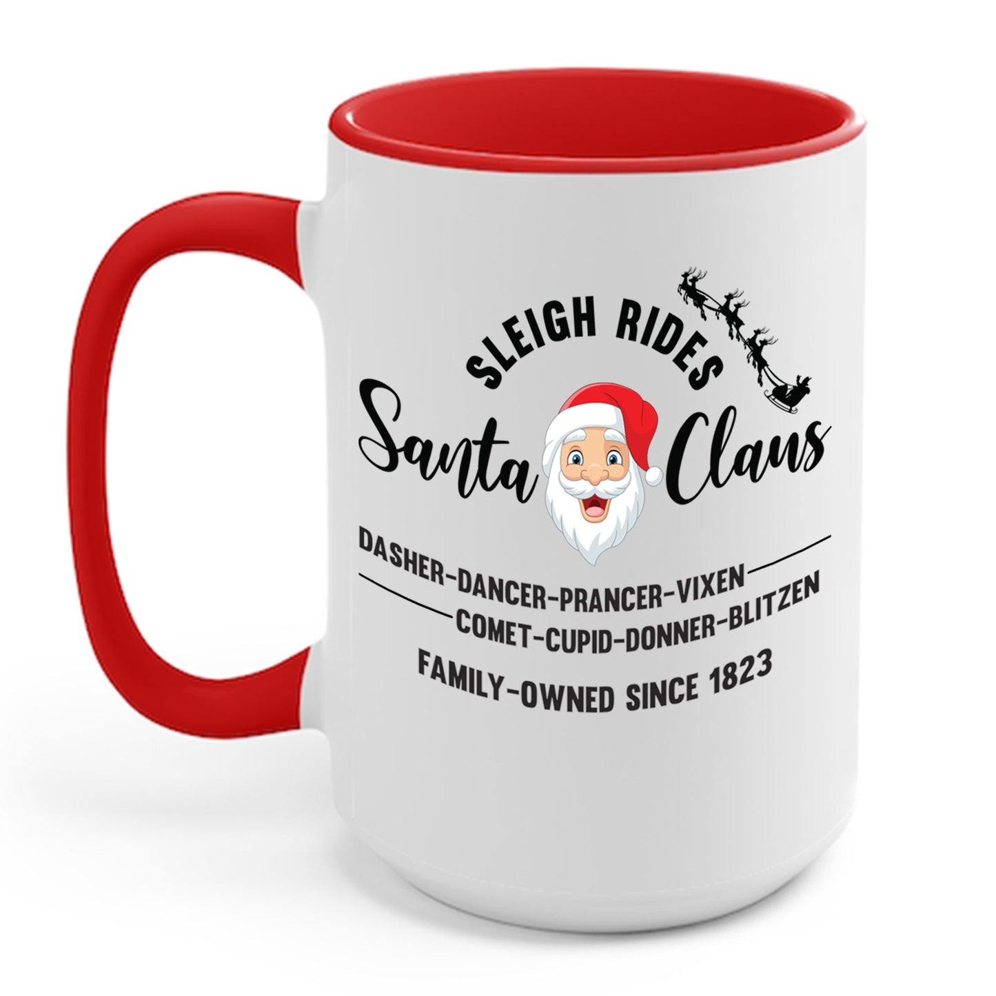 Vintage Santa Sleigh Rides Reindeer Retro Christmas Coffee Mug For Men Women