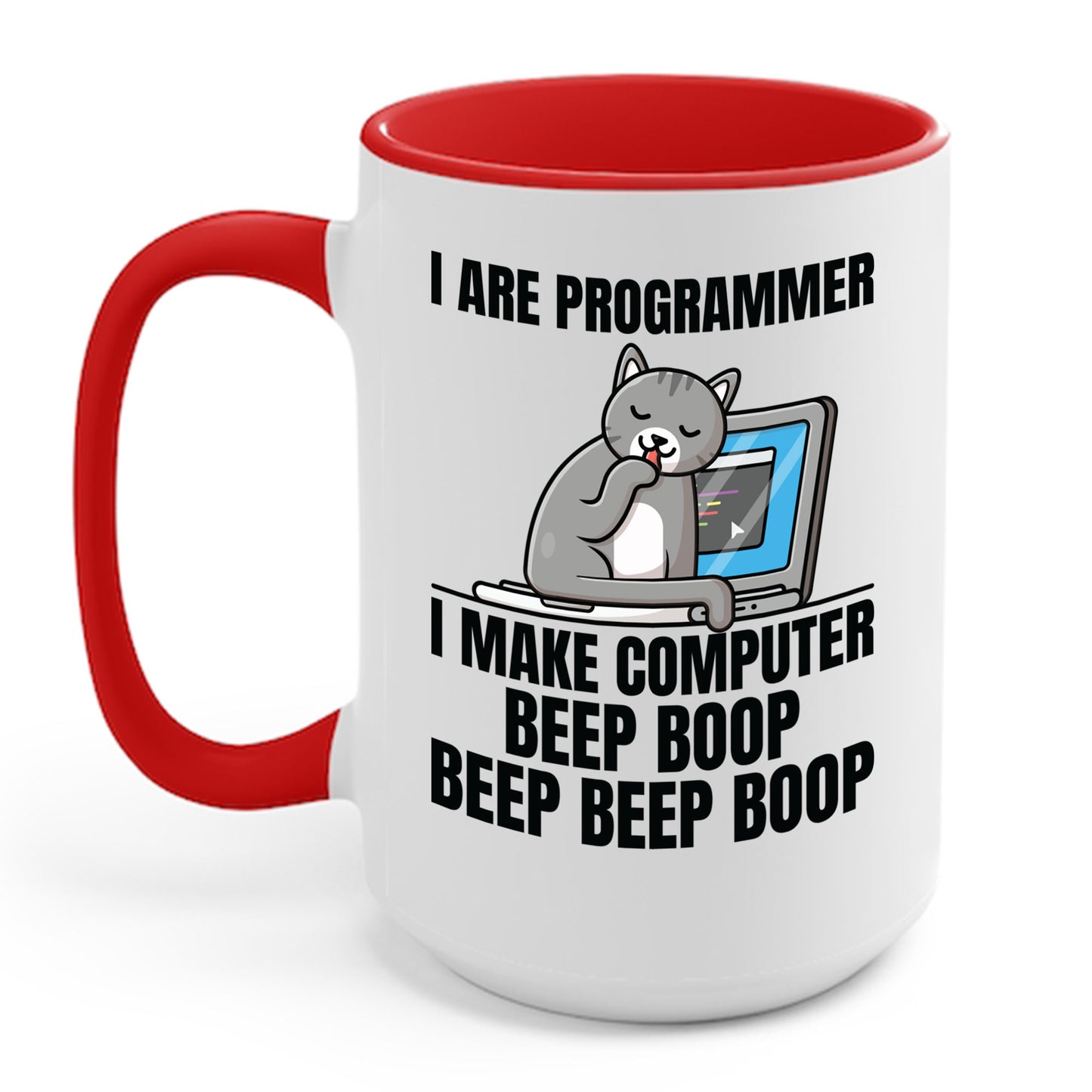 Funny I Are Programmer I Make Computer Beep Boop Cute Cat Coffee Mug For Men Women