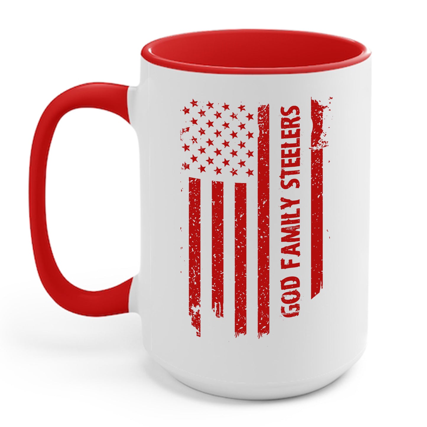 God Family Steelers Pro US American Flag Vintage Fathers Day Coffee Mug