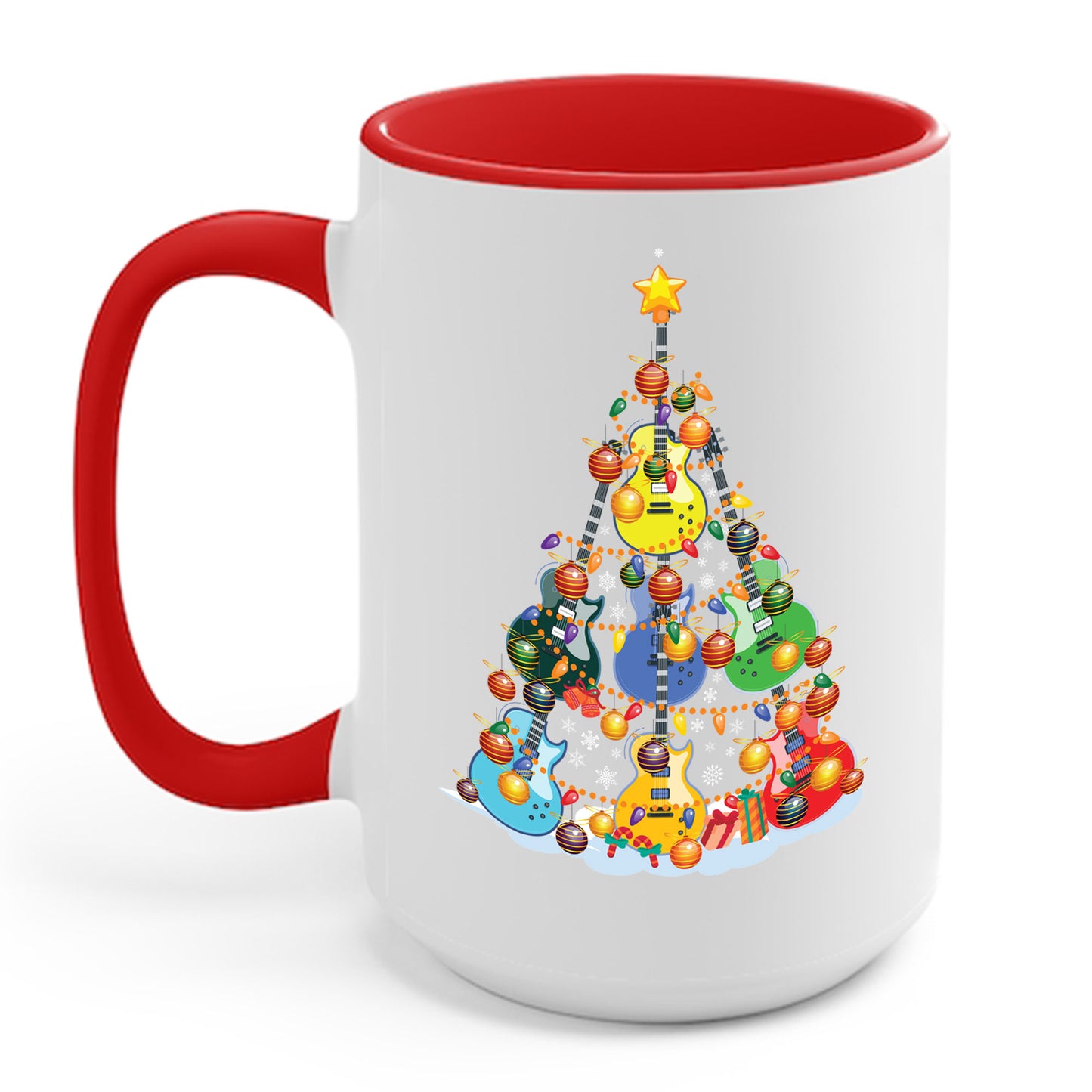 Cute Guitar Christmas Tree Music Stocking Stuffer Snow Coffee Mug For Men Women Kids