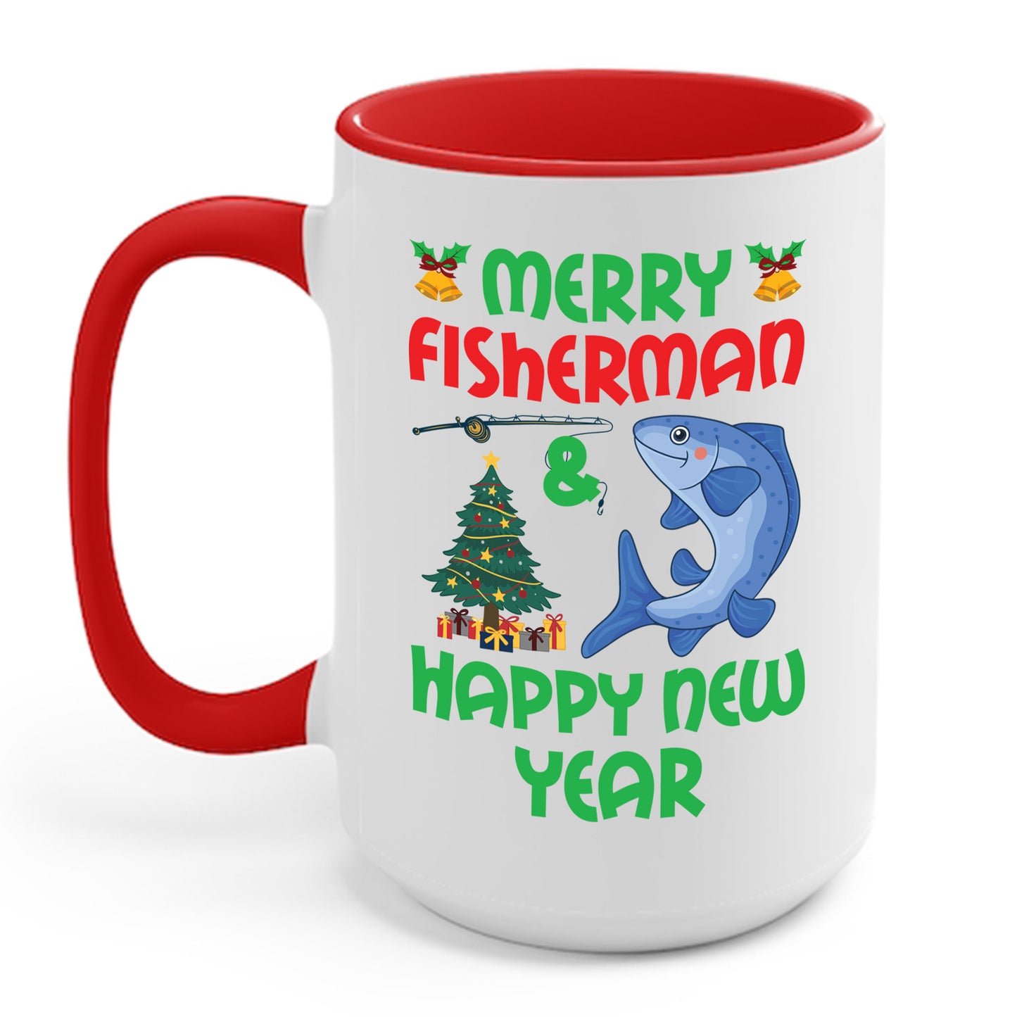 Funny Bass Fishing Merry Fishmas And Happy New Year Christmas Xmas Coffee Mug