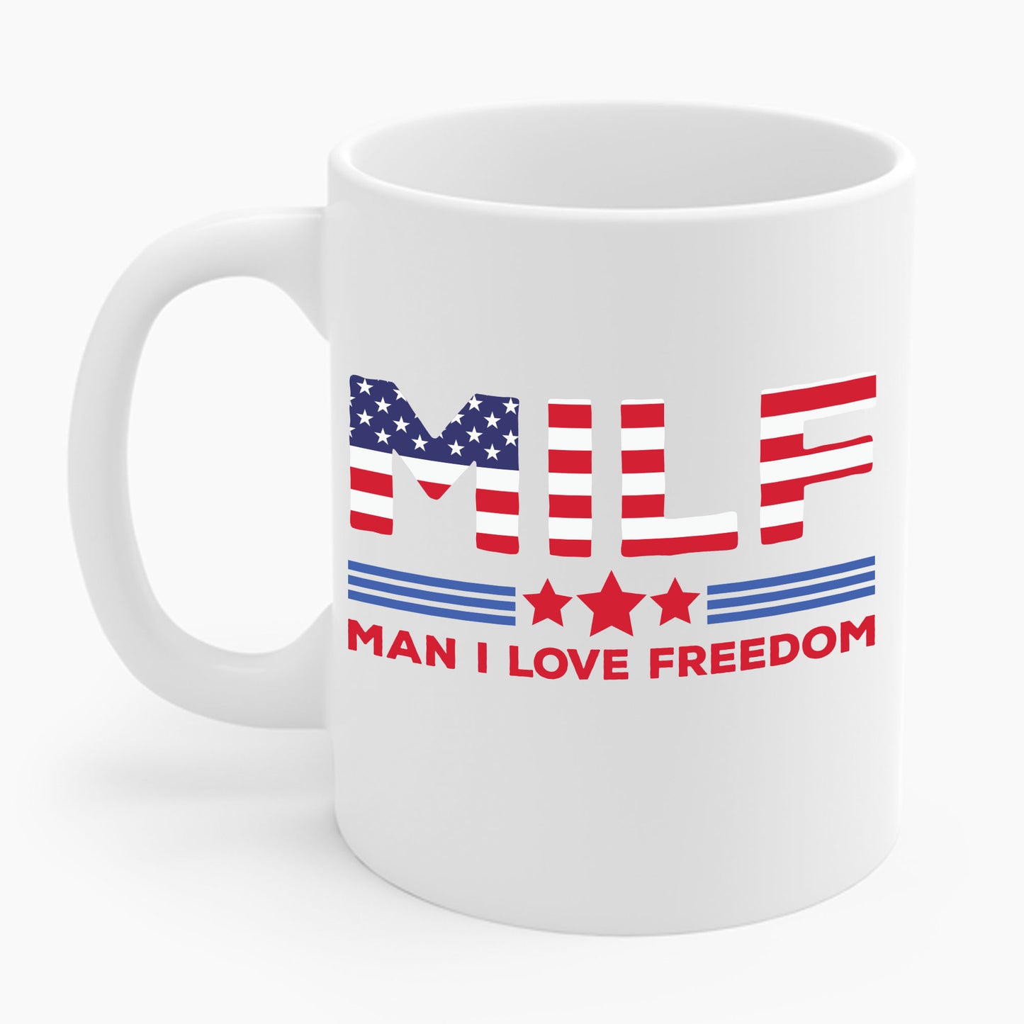 Funny MILF Man I Love Freedom Patriotic 4th Of July Funny Coffee Mug