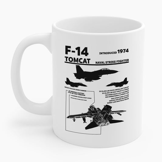 F-14 Tomcat Navy Fighter Jet Diagram Enthusiast Coffee Mug For Men Women