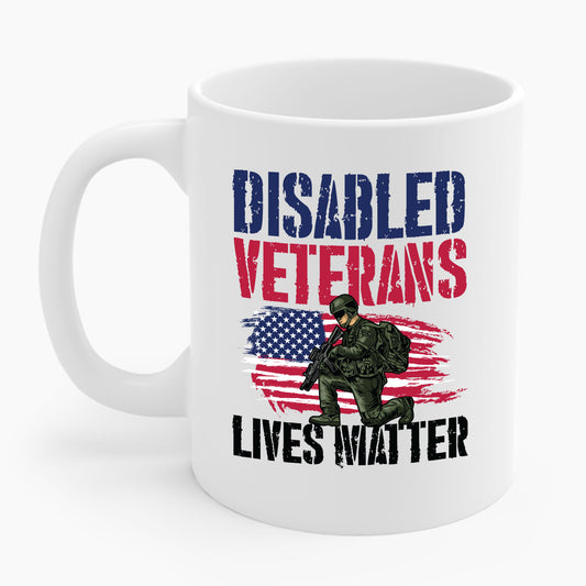 Disabled Veteran Lives Matter American US Flag Military Coffee Mug For Men Women