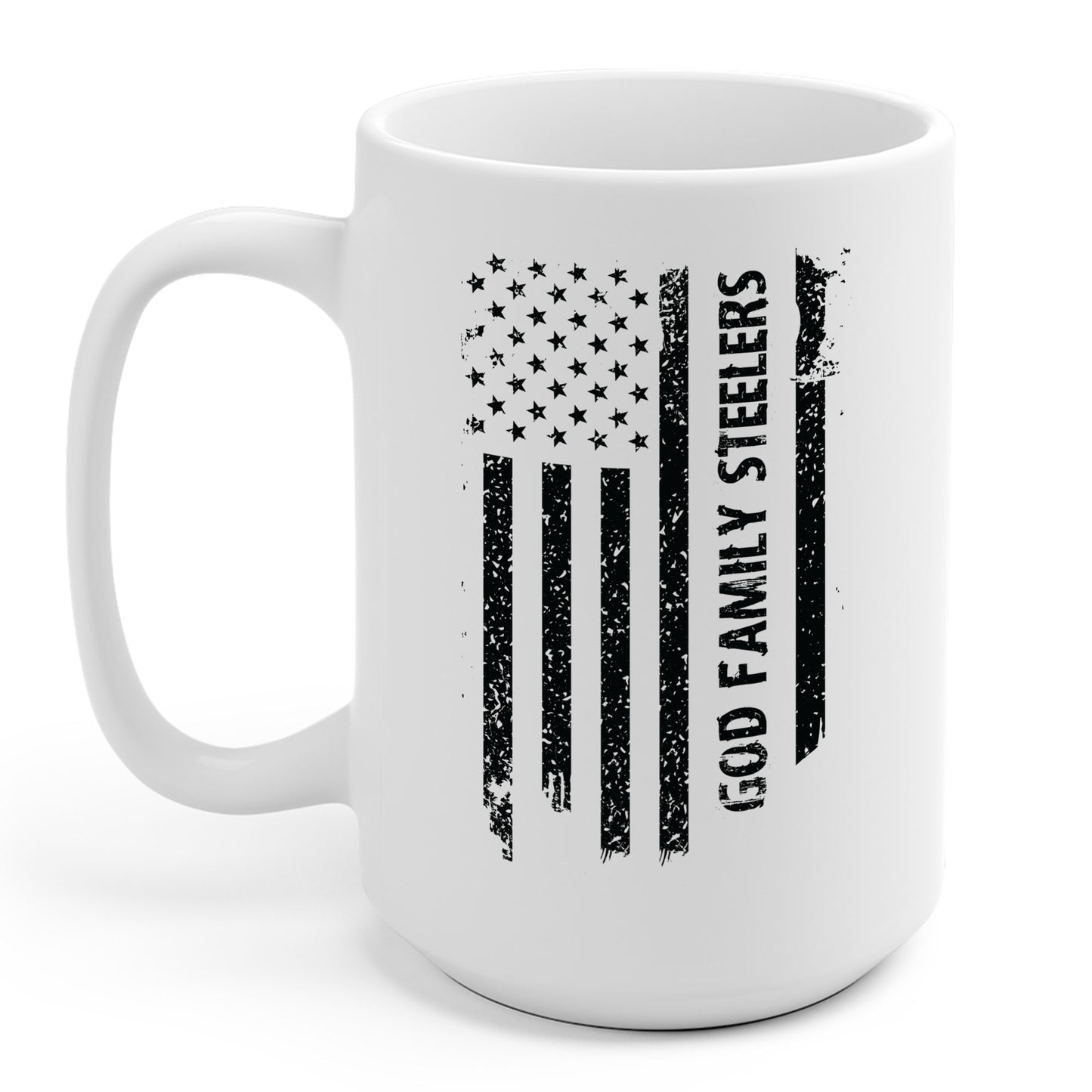 God Family Steelers Pro US American Flag Vintage Fathers Day Coffee Mug