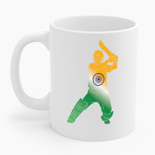 Indian Cricket Team Cricketer Fan Batsmen Flag Of India Coffee Mug Gift For Men Women