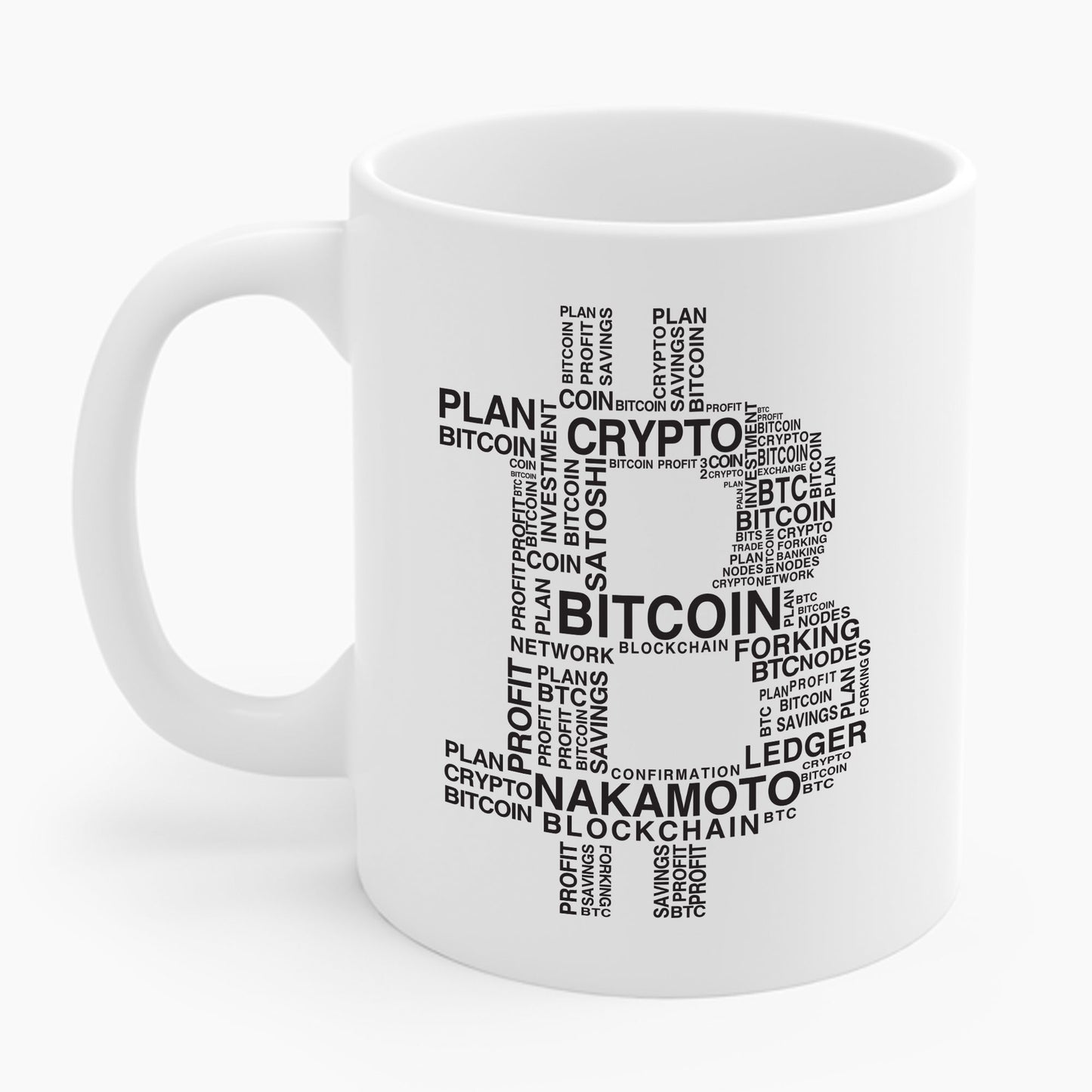 Bitcoin Word Cloud Crypto Blockchain Web 3 Cryptocurrency Coffee Mug For Men Women